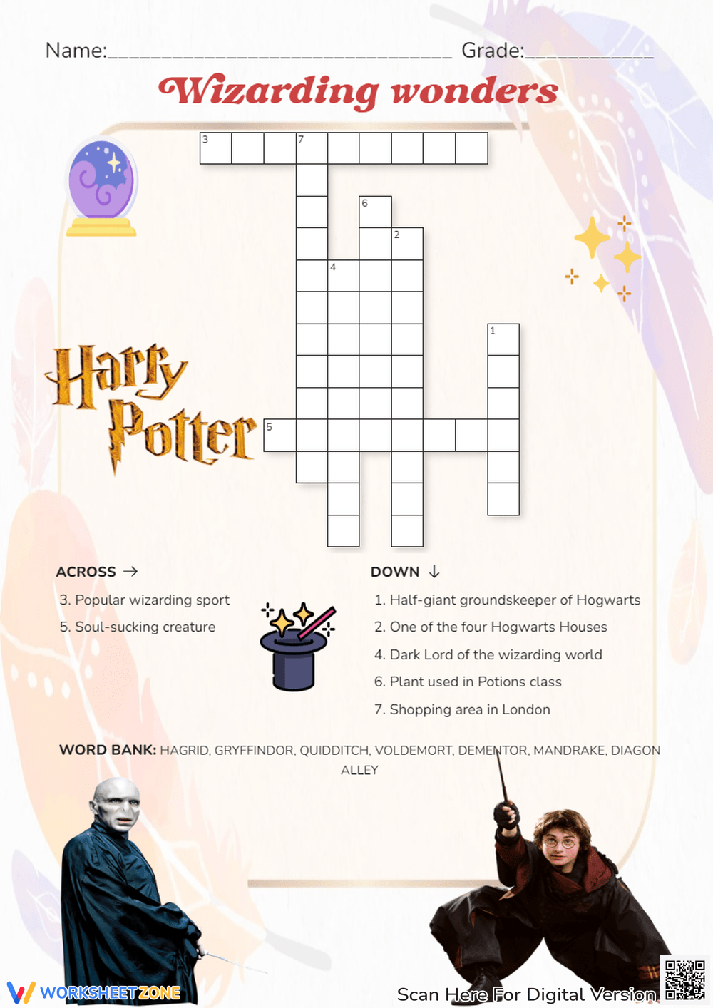 Harry Potter Crossword Worksheets Printable Harry Potter Crossword Worksheets Printable