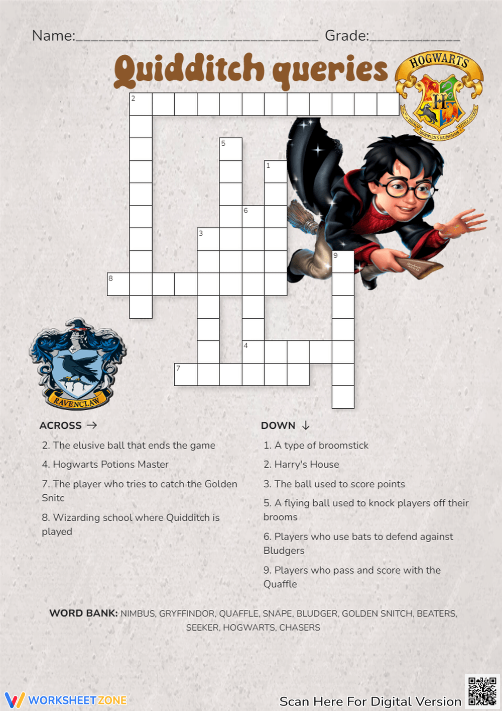 Harry Potter Crossword Worksheets Printable Harry Potter Crossword Worksheets Printable
