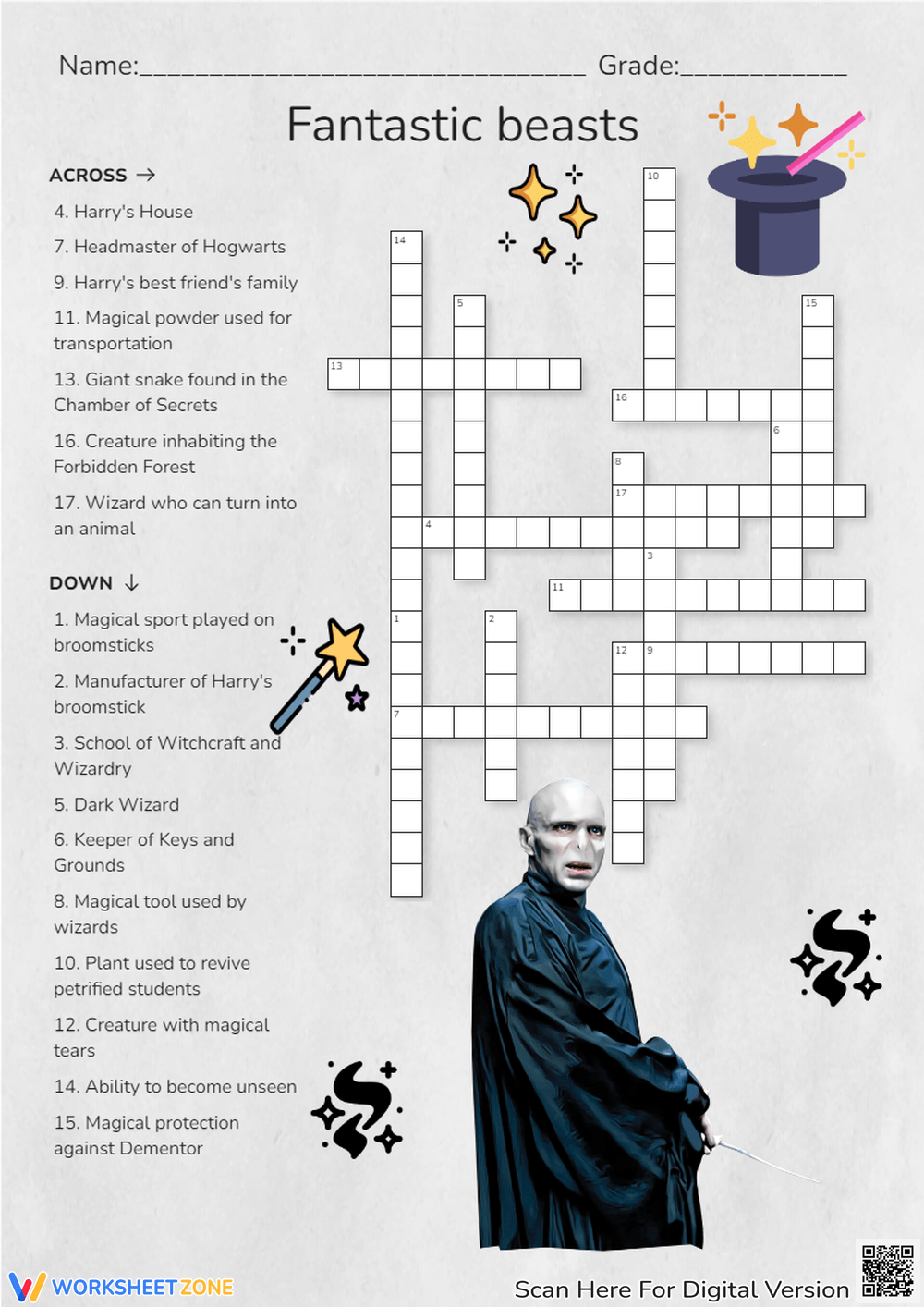 Harry Potter Crossword Printable Worksheets Harry Potter Crossword Printable Worksheets