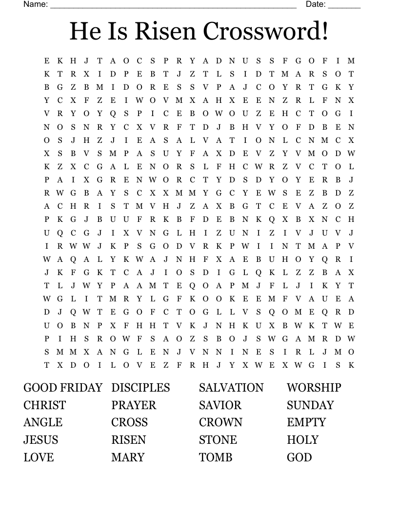 He Is Risen Crossword Word Search WordMint He Is Risen Crossword Word Search WordMint