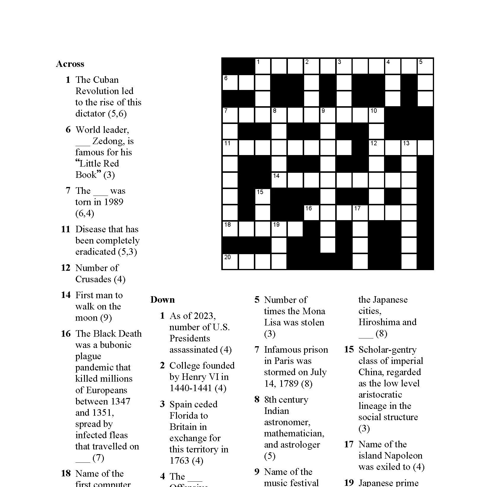 Free Printable History Crossword Puzzles Free Printable History Crossword Puzzles