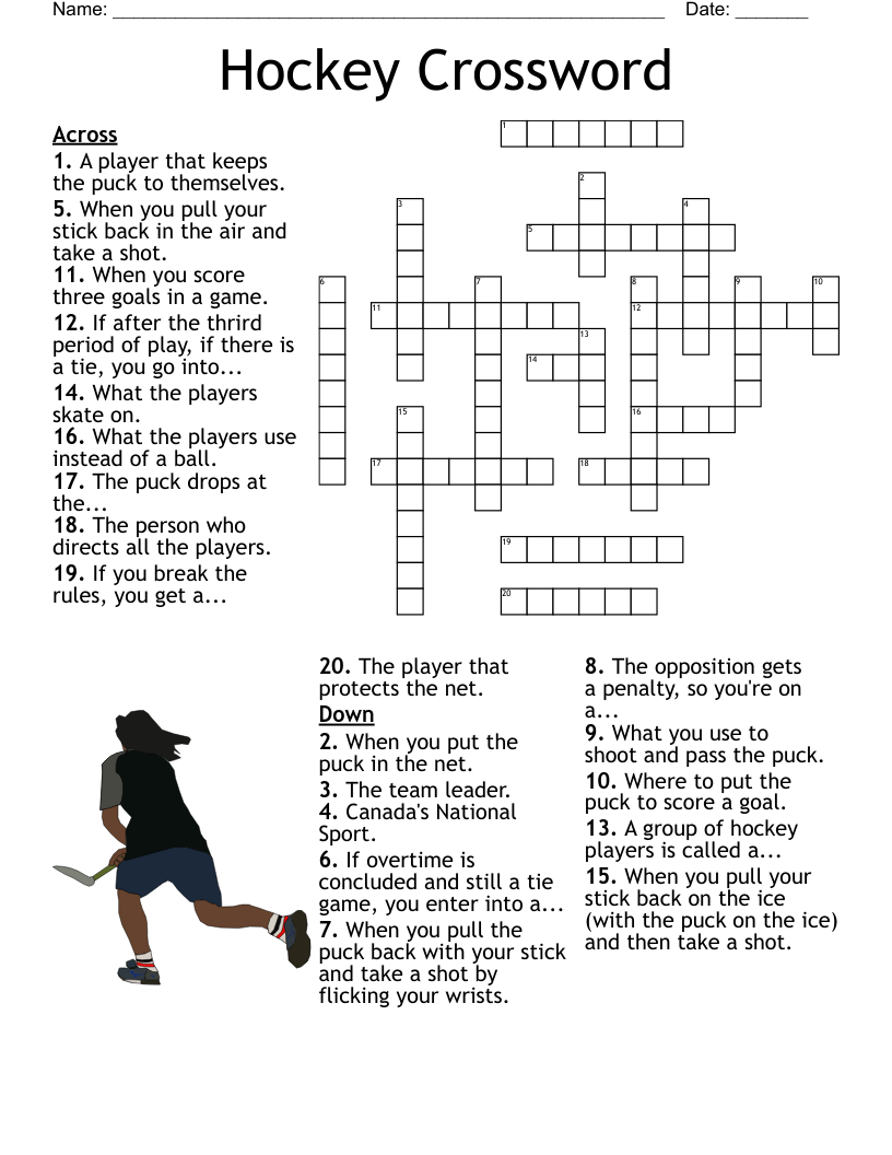 Hockey Crossword WordMint Hockey Crossword WordMint