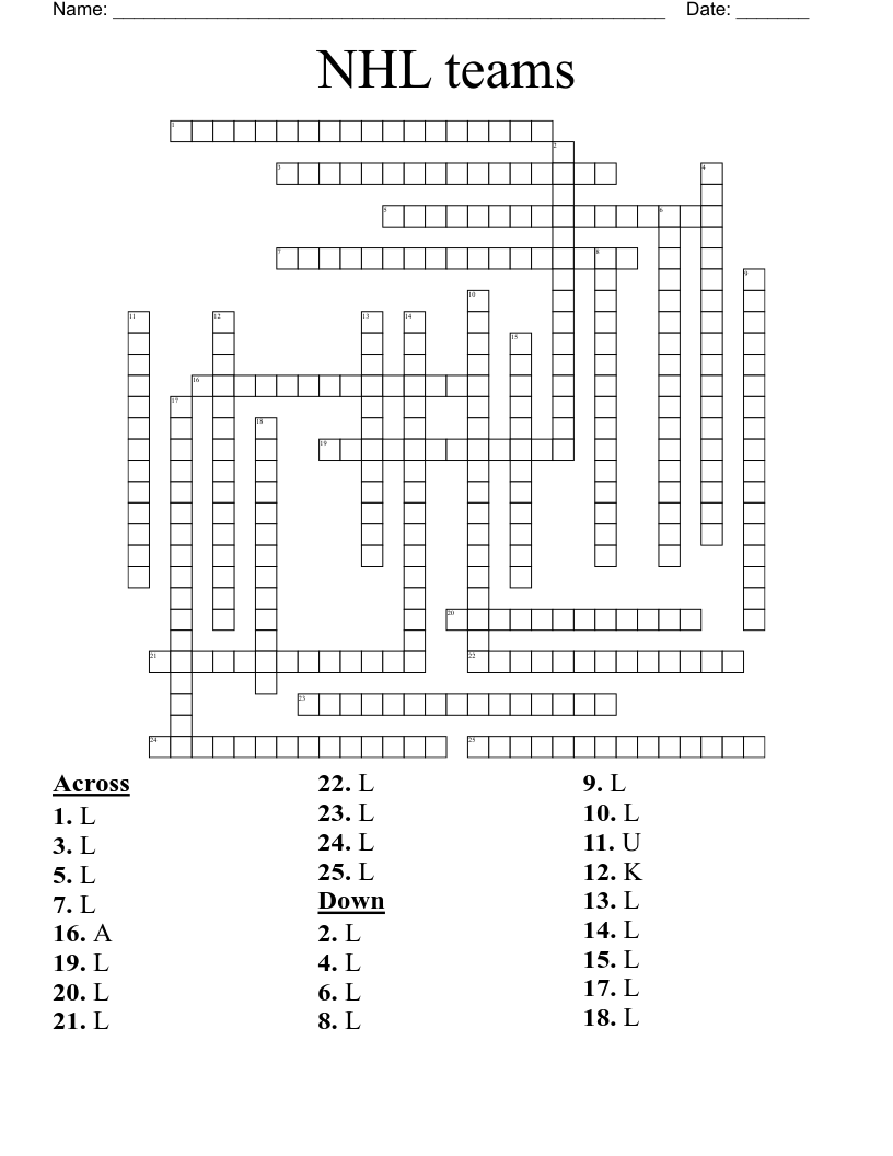 Printable Hockey Crossword Puzzles Printable Hockey Crossword Puzzles
