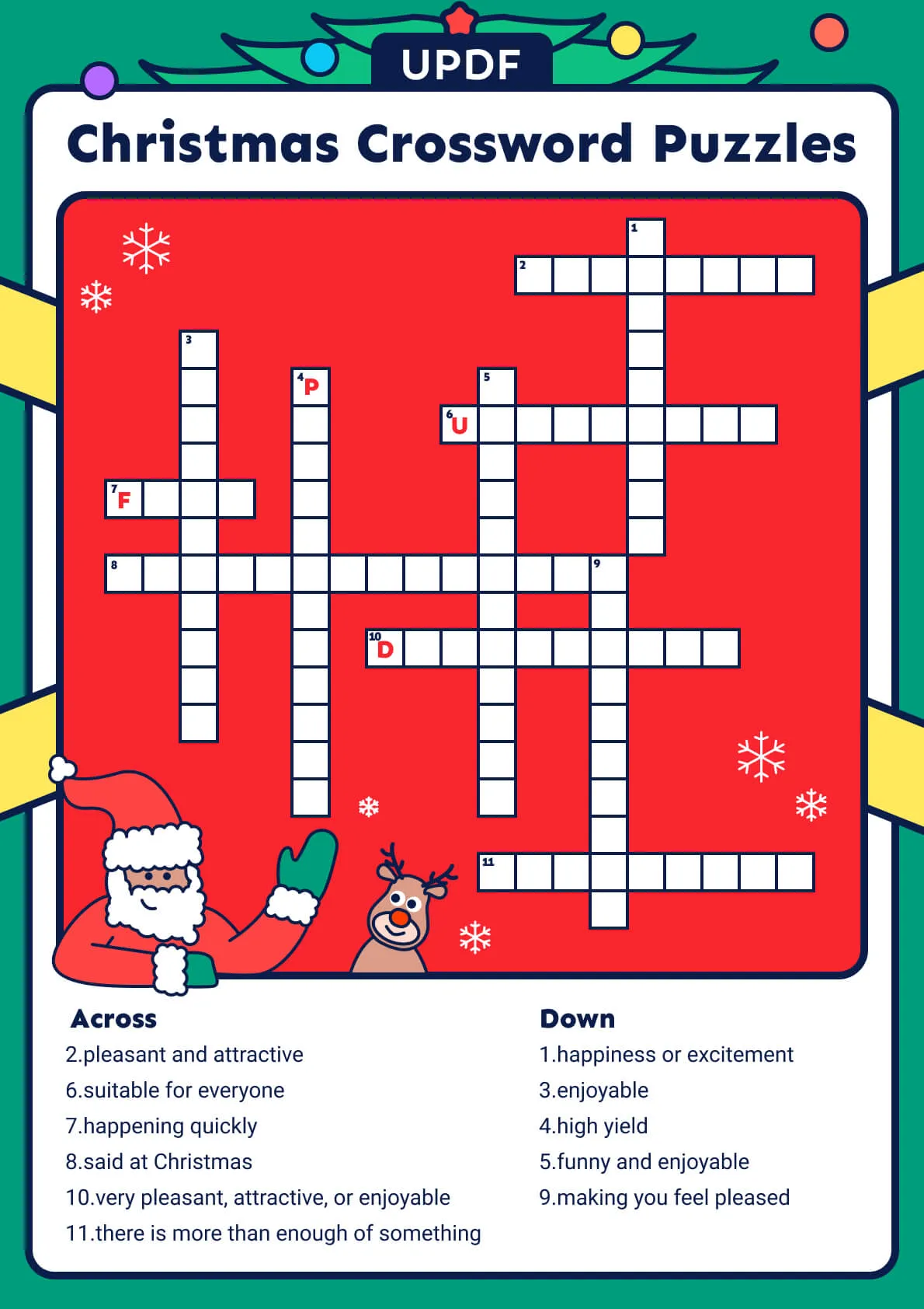 Christmas Crossword Puzzle Printable