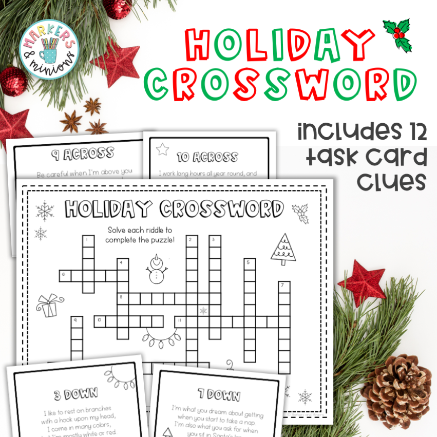 Crossword Puzzle PDF Holiday Printable