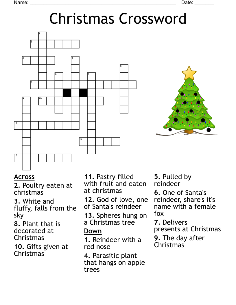 Holiday Crossword Puzzle WordMint