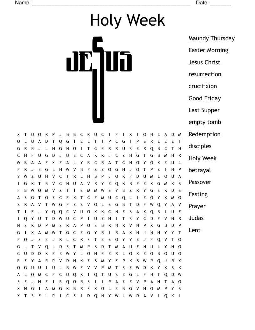 Holy Week Resurrection And Ascension Crossword WordMint