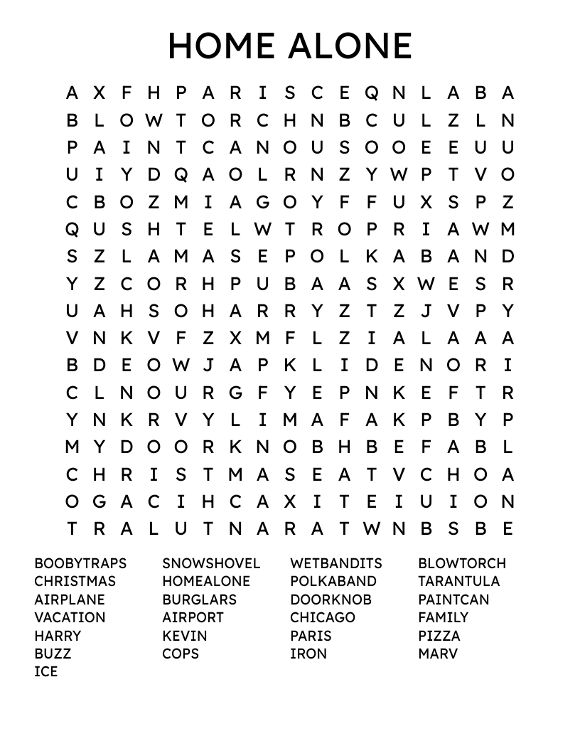 HOME ALONE Word Search WordMint
