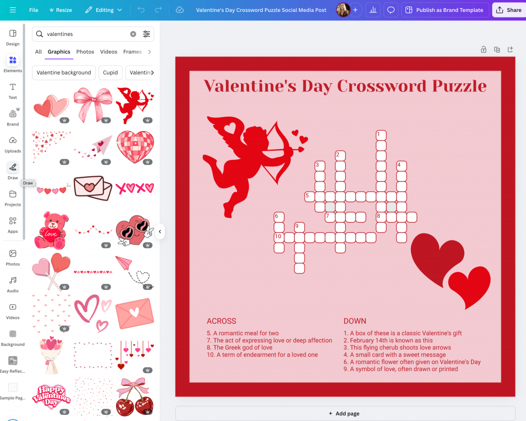 How To Create A Valentine s Themed Crossword Puzzle In Minutes A Book Creator Blog