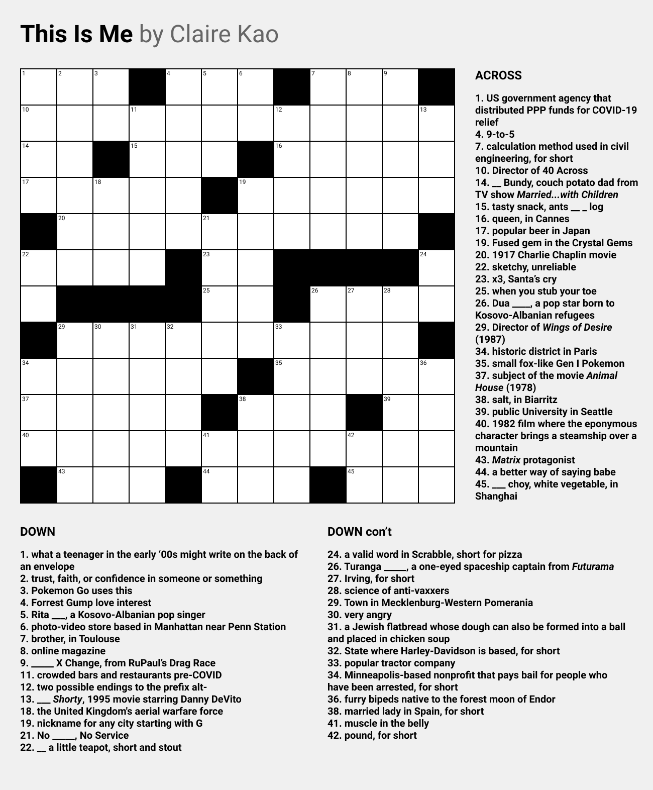 Printable Crossword Pussels From People Magazine