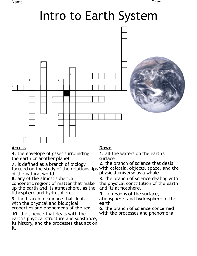 Introduction To Earth Science Crossword WordMint
