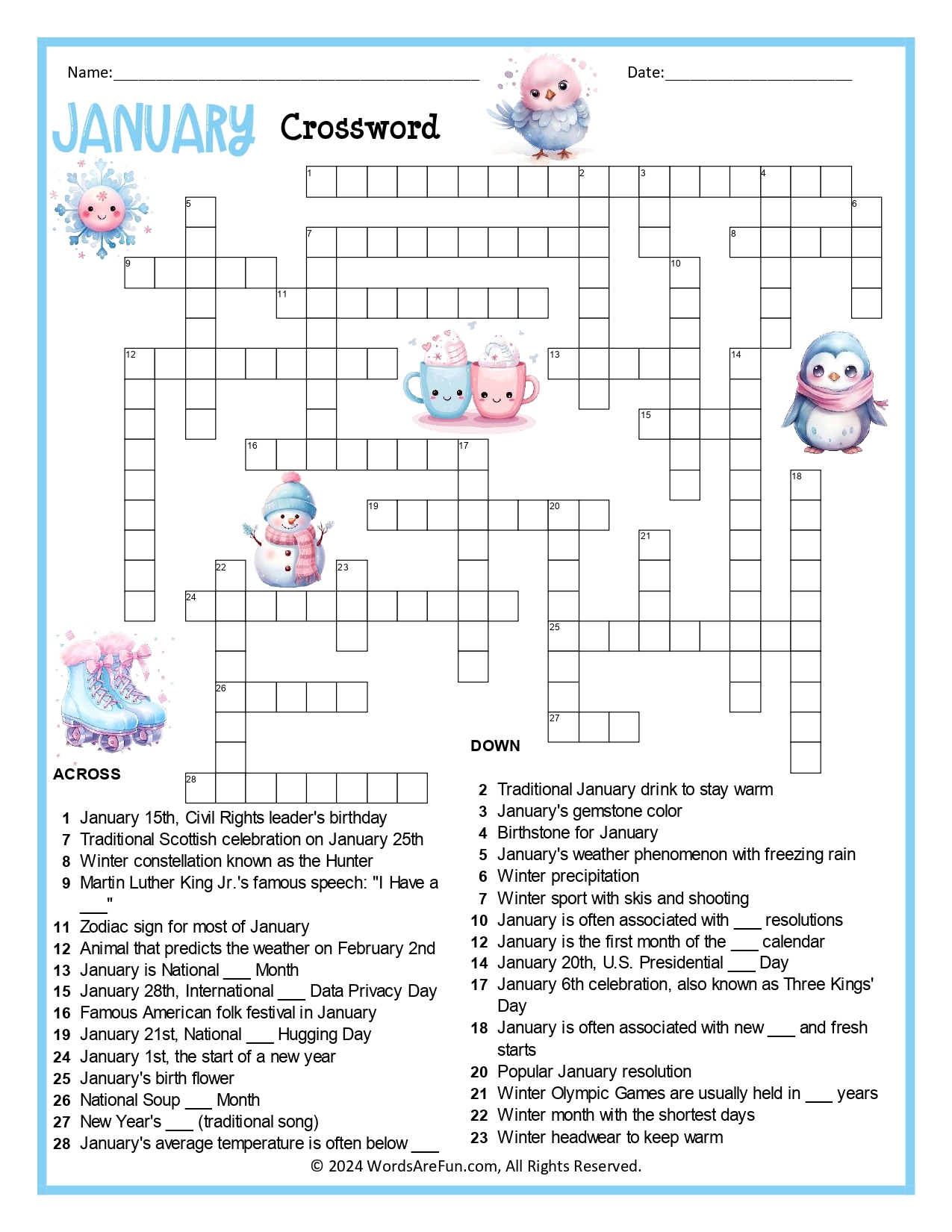 January Crossword Puzzle January Crossword Puzzle