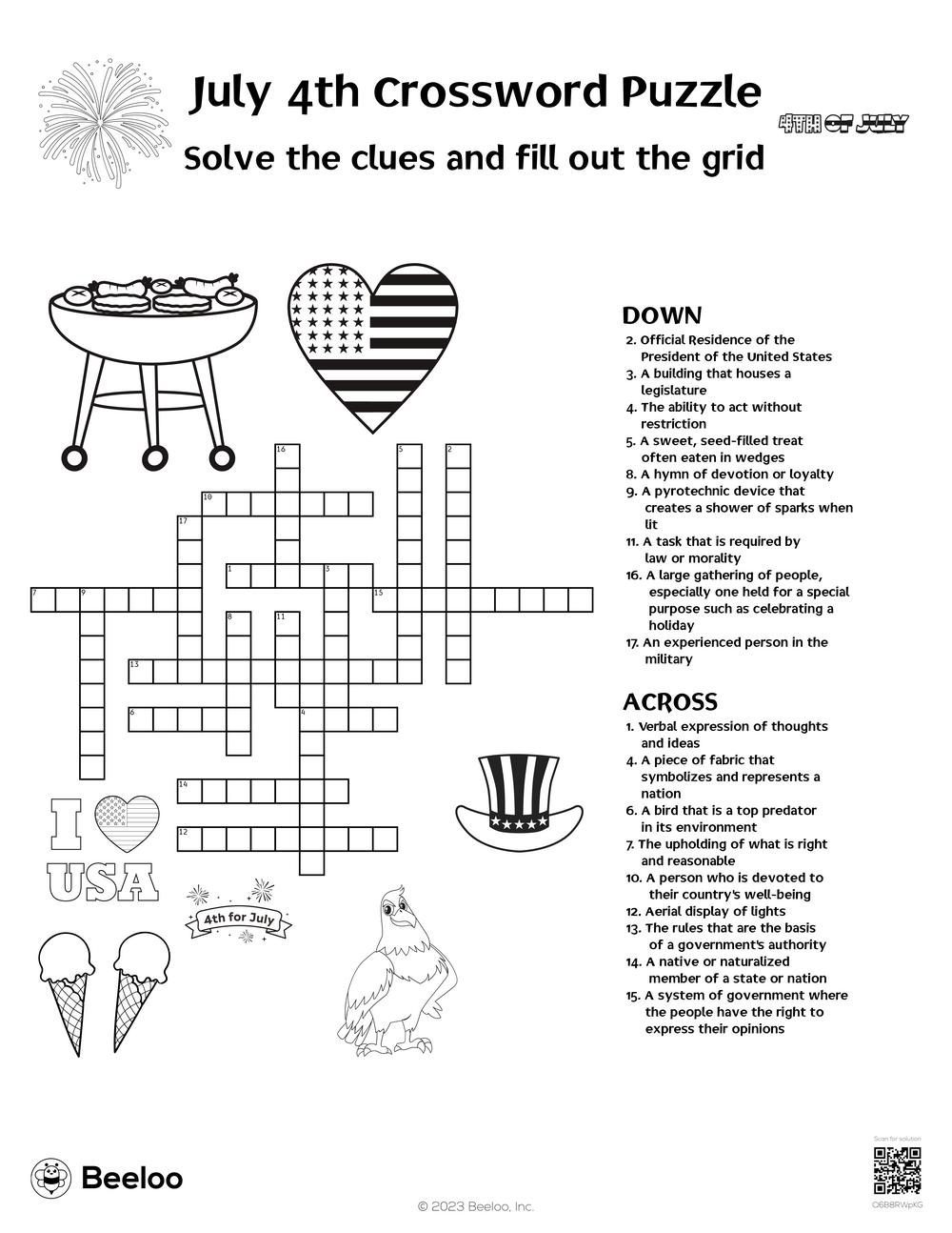 July 4th Crossword Puzzle Beeloo Printable Crafts And Activities For Kids July 4th Crossword Puzzle Beeloo Printable Crafts And Activities For Kids