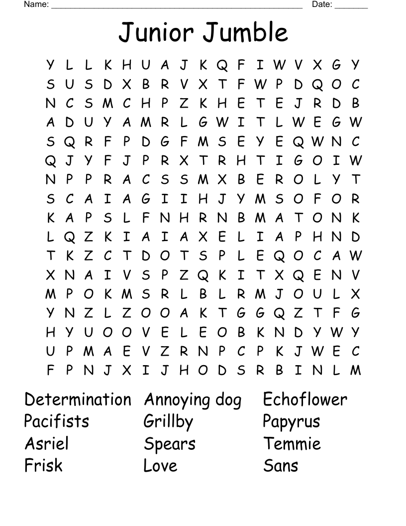 Printable Jumble Crosswords