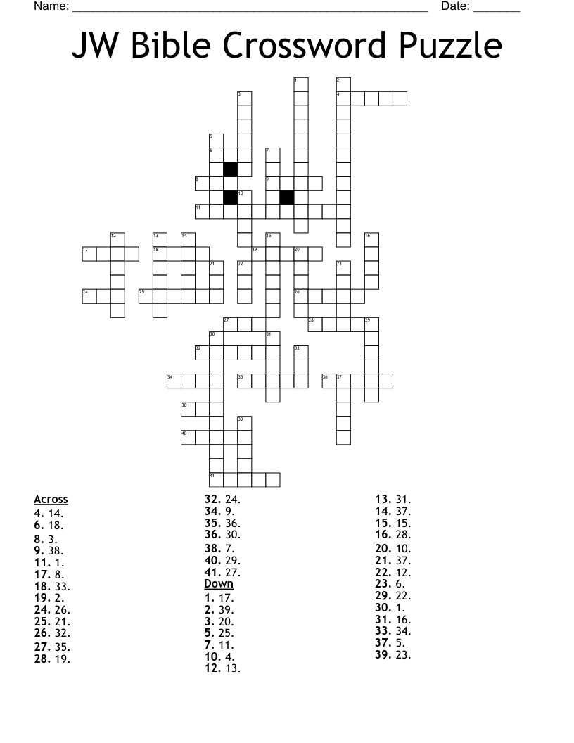 JW Bible Crossword Puzzle WordMint