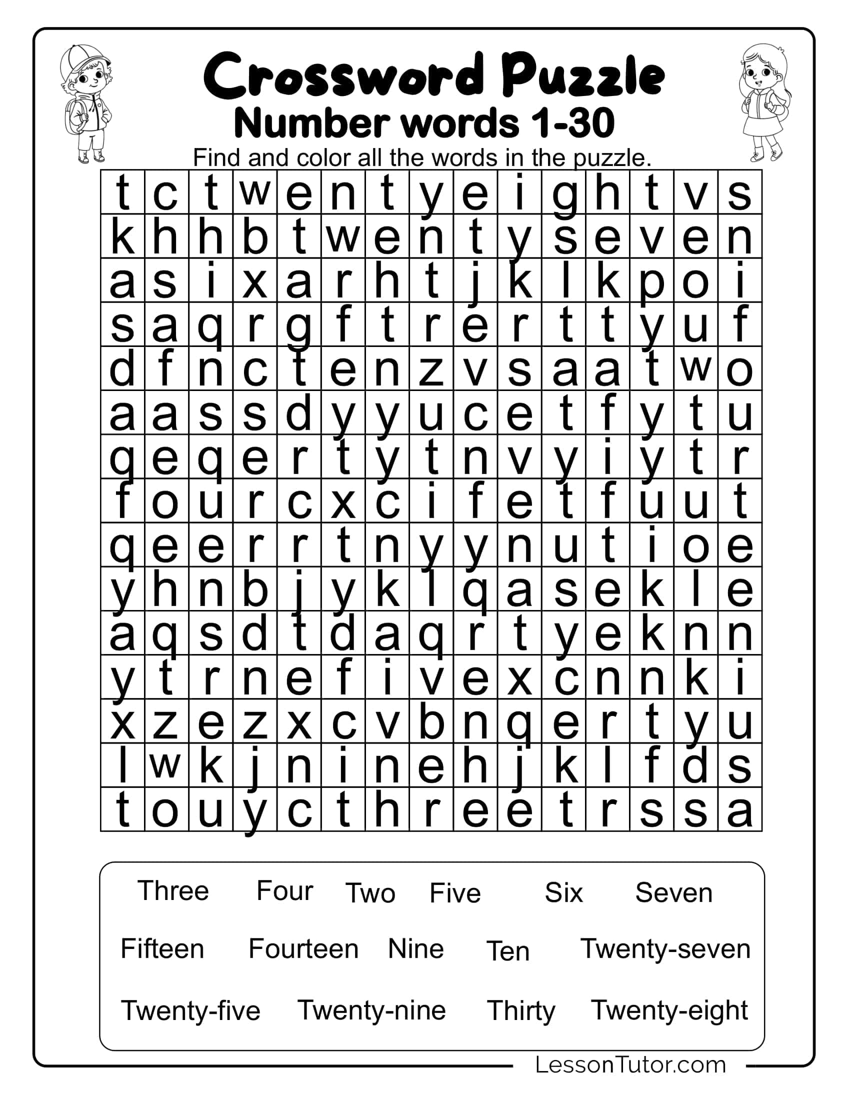 Kindergarten Numbers In Words 1 30 Worksheets Free Coloring Pages PDF Printables And Worksheets Lesson Tutor