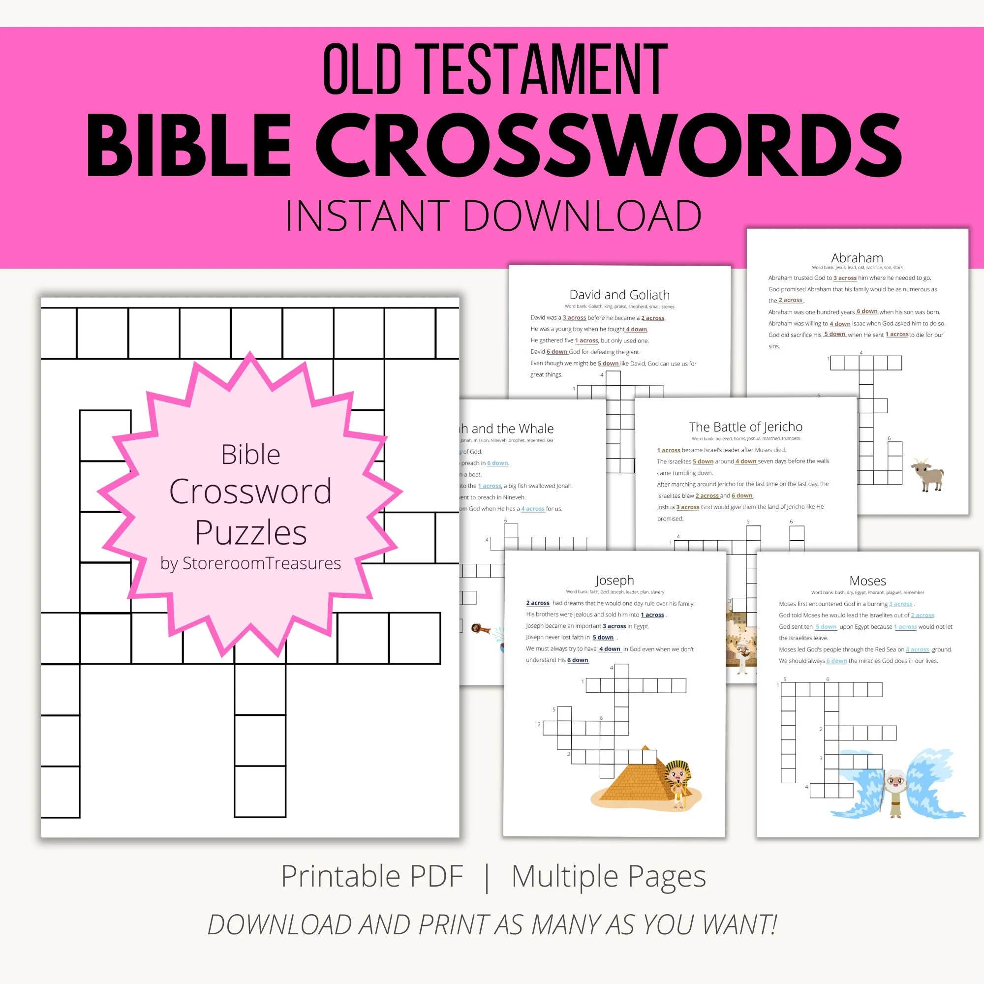 Kjv Bible Crossword Puzzles Etsy