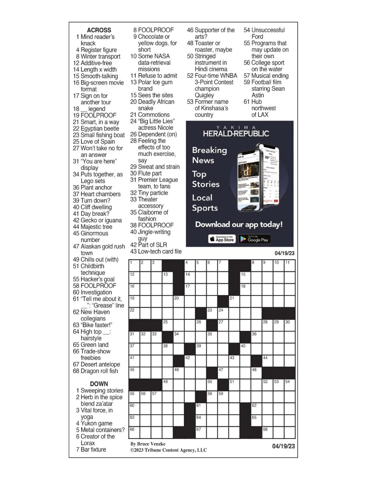 LA Times Crossword April 19 2023 Crosswords Yakimaherald