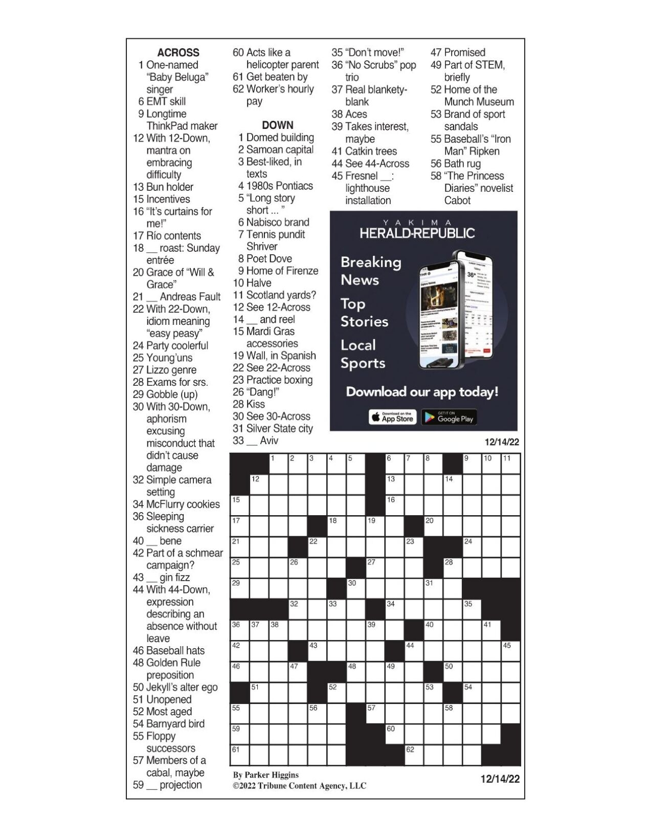 LA Times Crossword Dec 14 2022 Crosswords Yakimaherald LA Times Crossword Dec 14 2022 Crosswords Yakimaherald