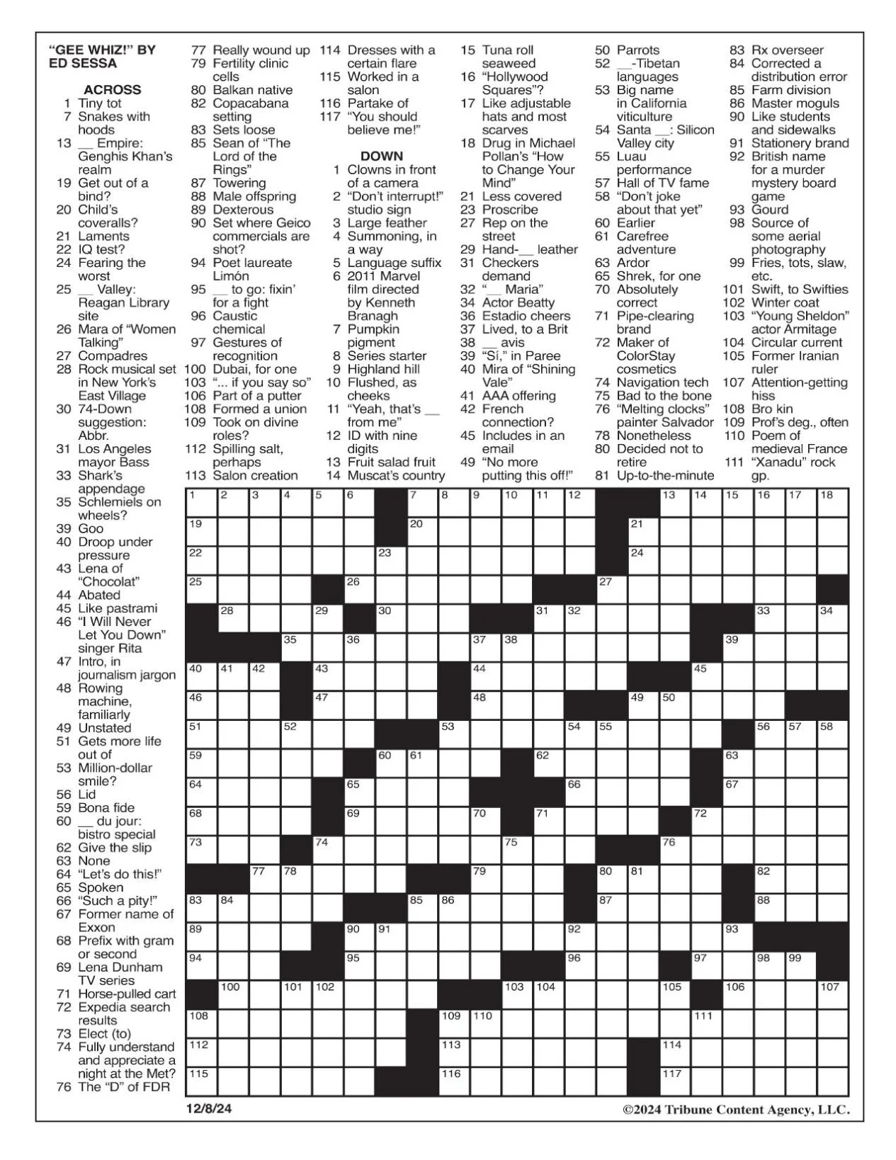 la times crossword dec 8 2024 crosswords yakimaherald la times crossword dec 8 2024 crosswords yakimaherald