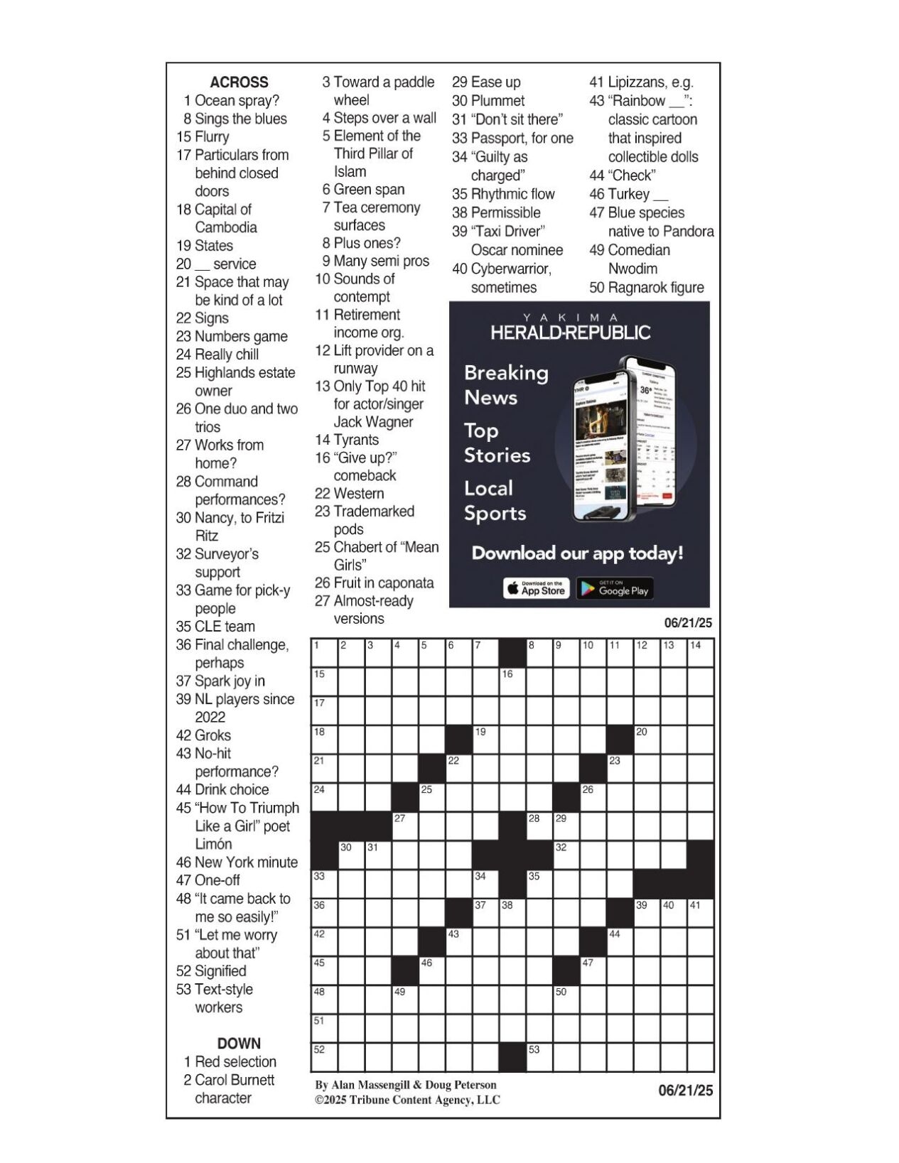 LA Times Crossword June 21 2025 Crosswords Yakimaherald