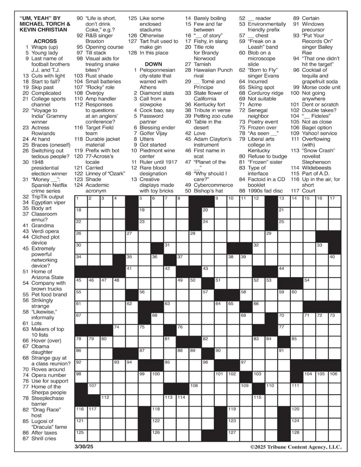 LA Times Crossword March 30 2025 Crosswords Yakimaherald LA Times Crossword March 30 2025 Crosswords Yakimaherald