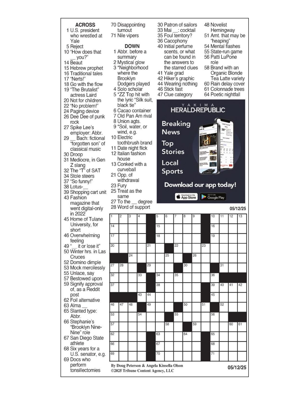 LA Times Crossword May 12 2025 Crosswords Yakimaherald LA Times Crossword May 12 2025 Crosswords Yakimaherald