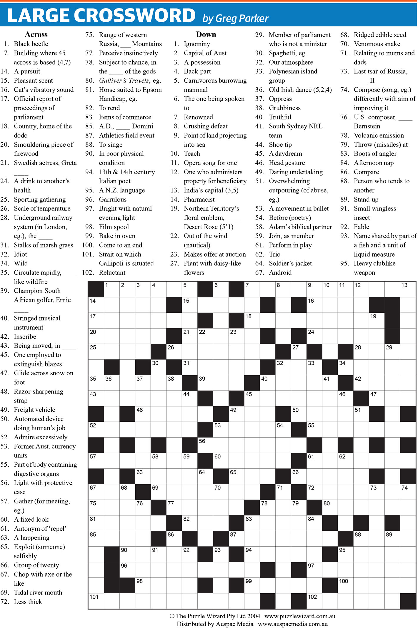 Free Printable Giant Crossword Puzzles Free Printable Giant Crossword Puzzles