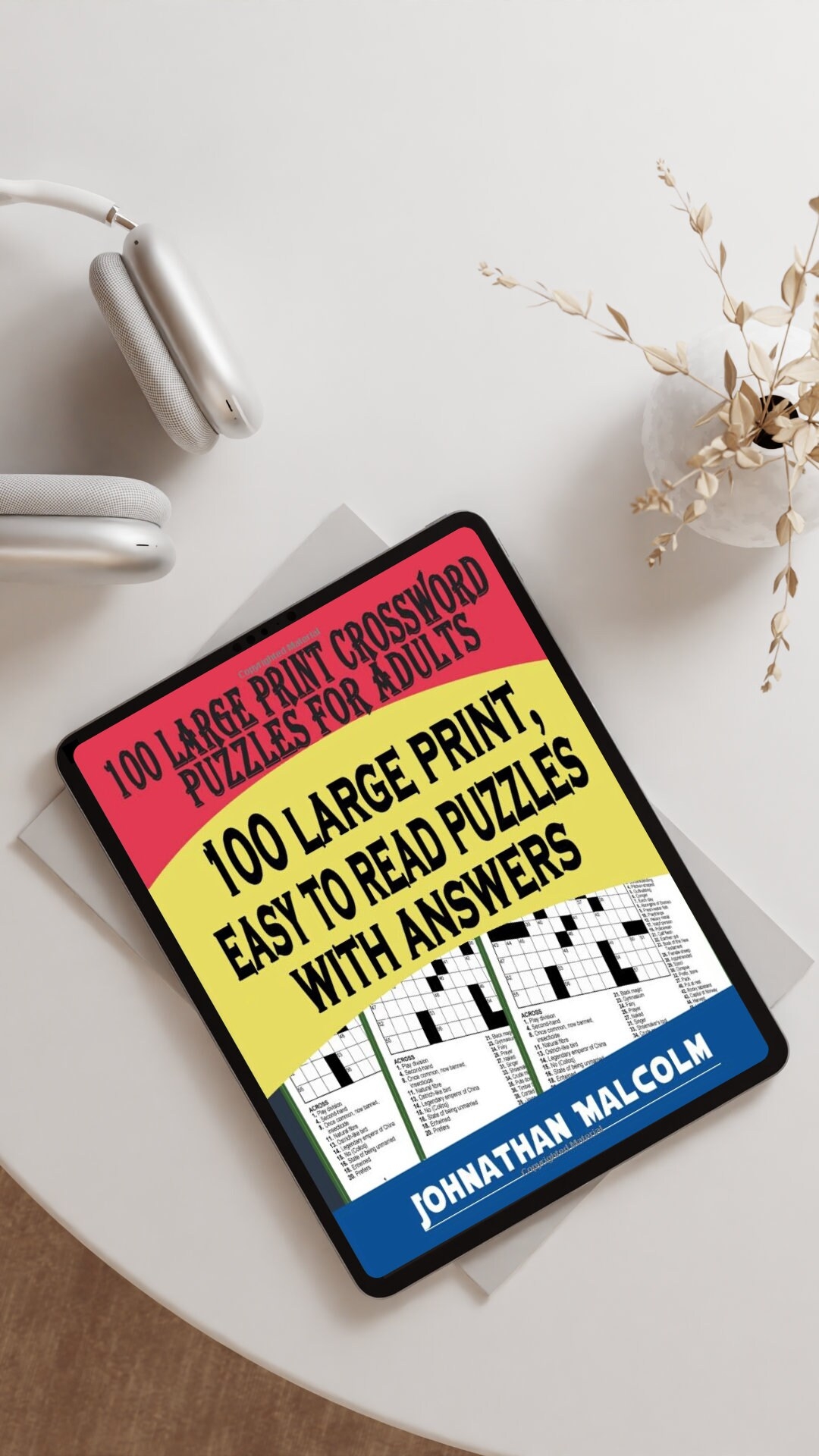 Large Print Crossword Puzzles For Adults Full Page Medium level Puzzleswith Solutions And Large Print Downloadable Printable Tablet Etsy