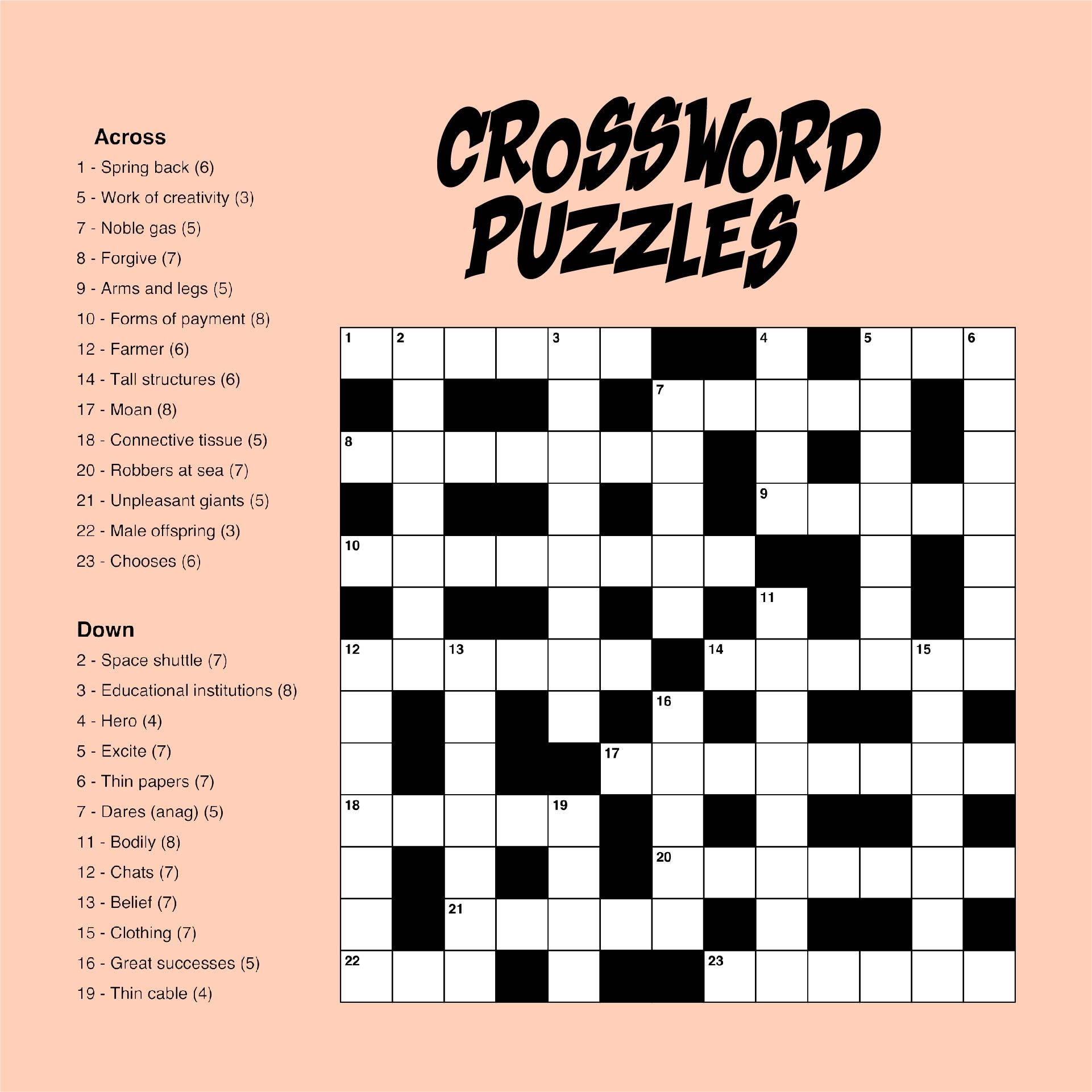 Simple Crossword Puzzle Free Printable