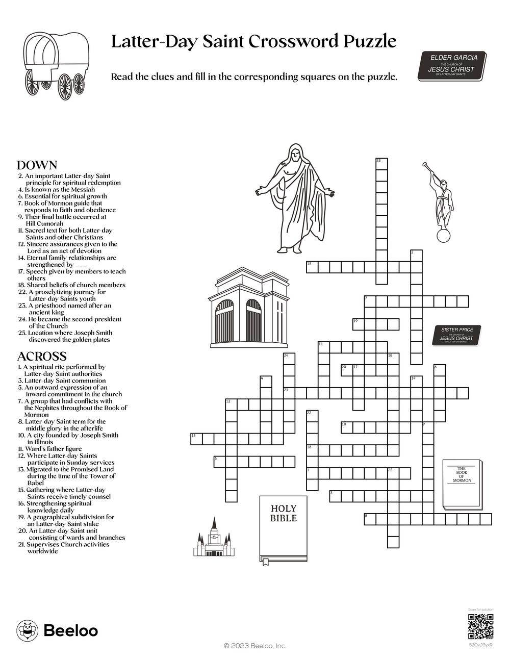 Latter day Saint themed Crossword Puzzles Beeloo Printable Crafts And Activities For Kids Latter day Saint themed Crossword Puzzles Beeloo Printable Crafts And Activities For Kids
