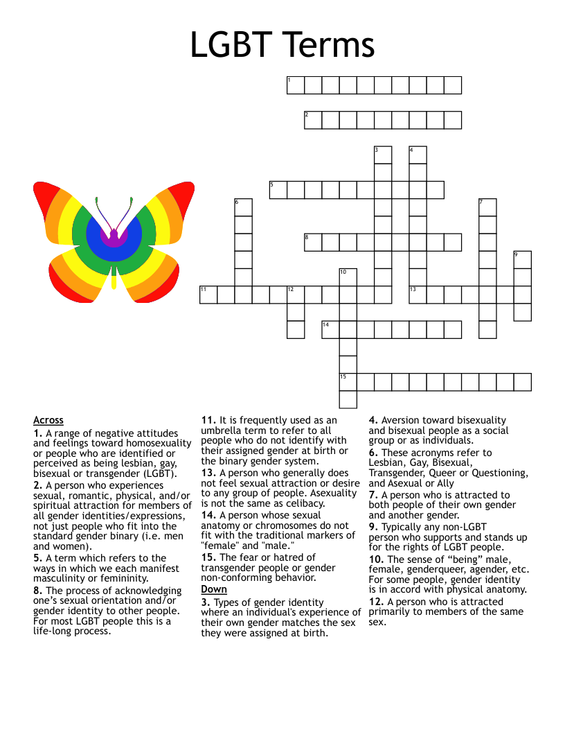 LGBT Crossword Puzzle WordMint