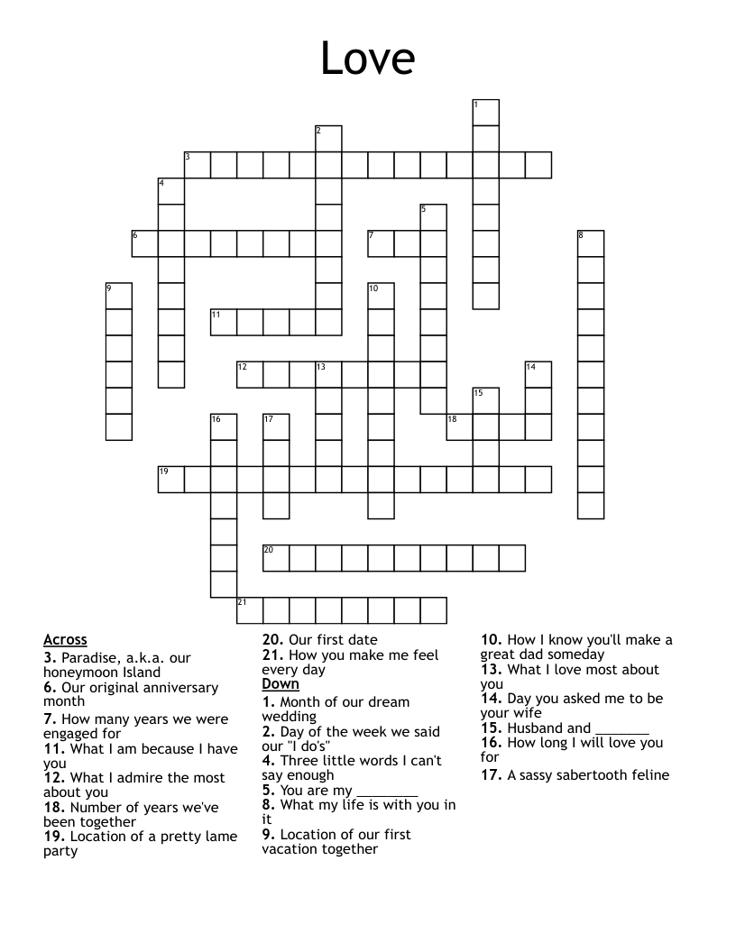 Love Crossword WordMint Love Crossword WordMint