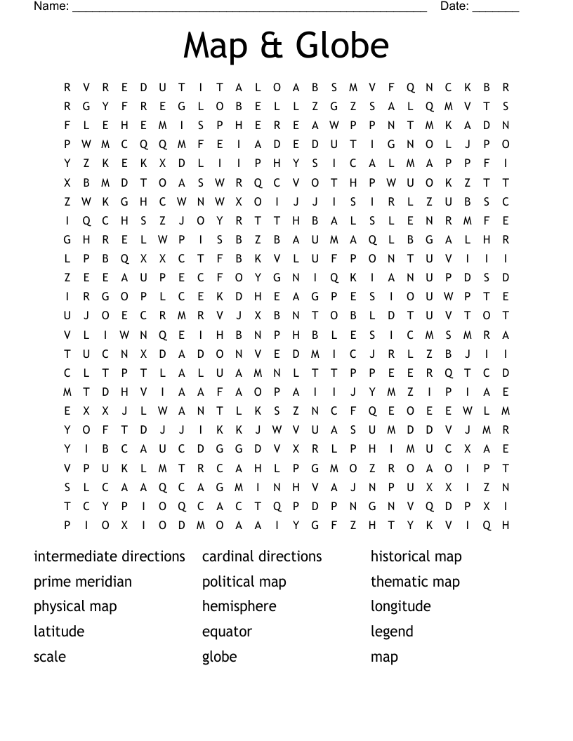 Globe Crossword Puzzle Printable Globe Crossword Puzzle Printable