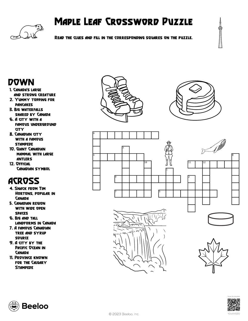 Maple Leaf Crossword Puzzle Beeloo Printable Crafts And Activities For Kids Maple Leaf Crossword Puzzle Beeloo Printable Crafts And Activities For Kids
