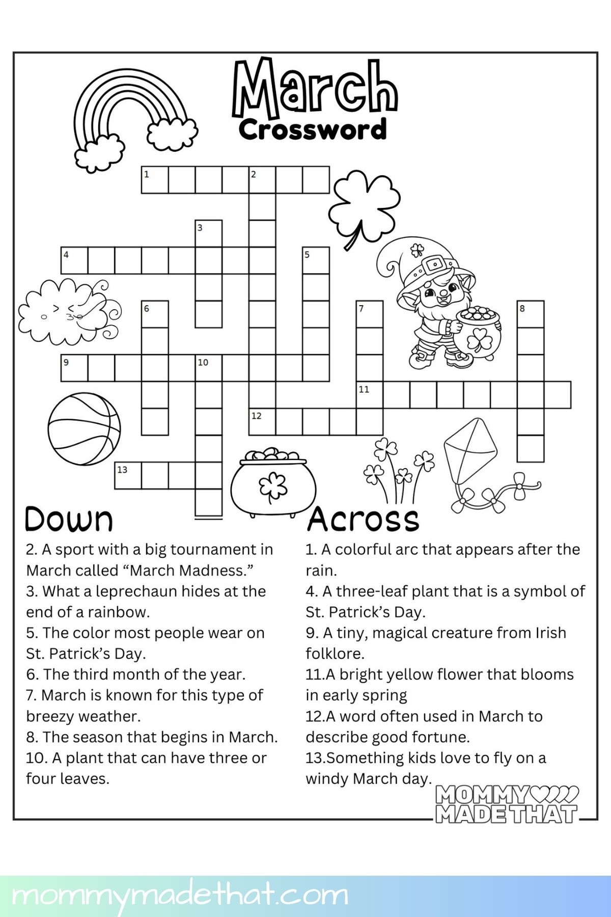 March Crossword Puzzle Free Printable With Answer Key March Crossword Puzzle Free Printable With Answer Key