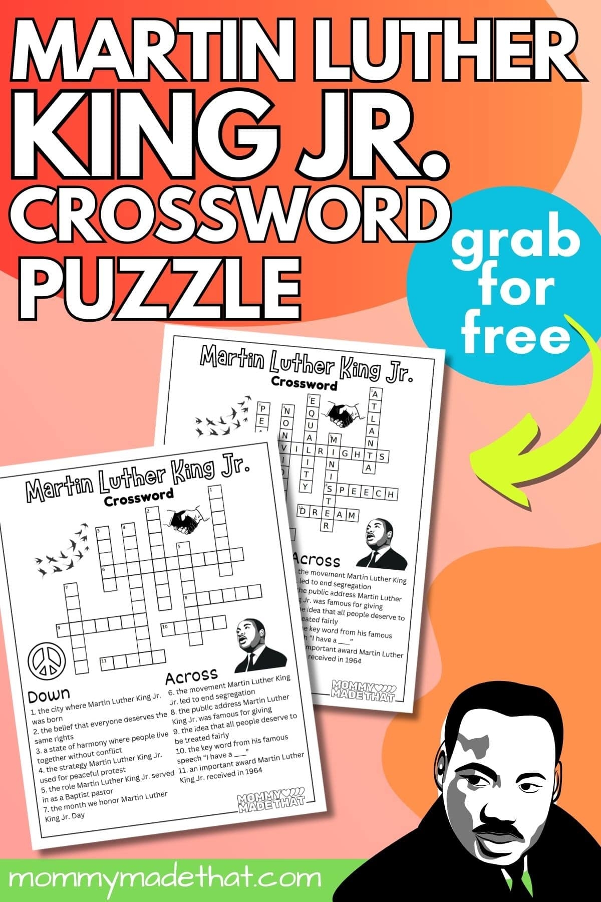 Martin Luther King Jr Crossword Puzzle Grab The Free Printable Martin Luther King Jr Crossword Puzzle Grab The Free Printable