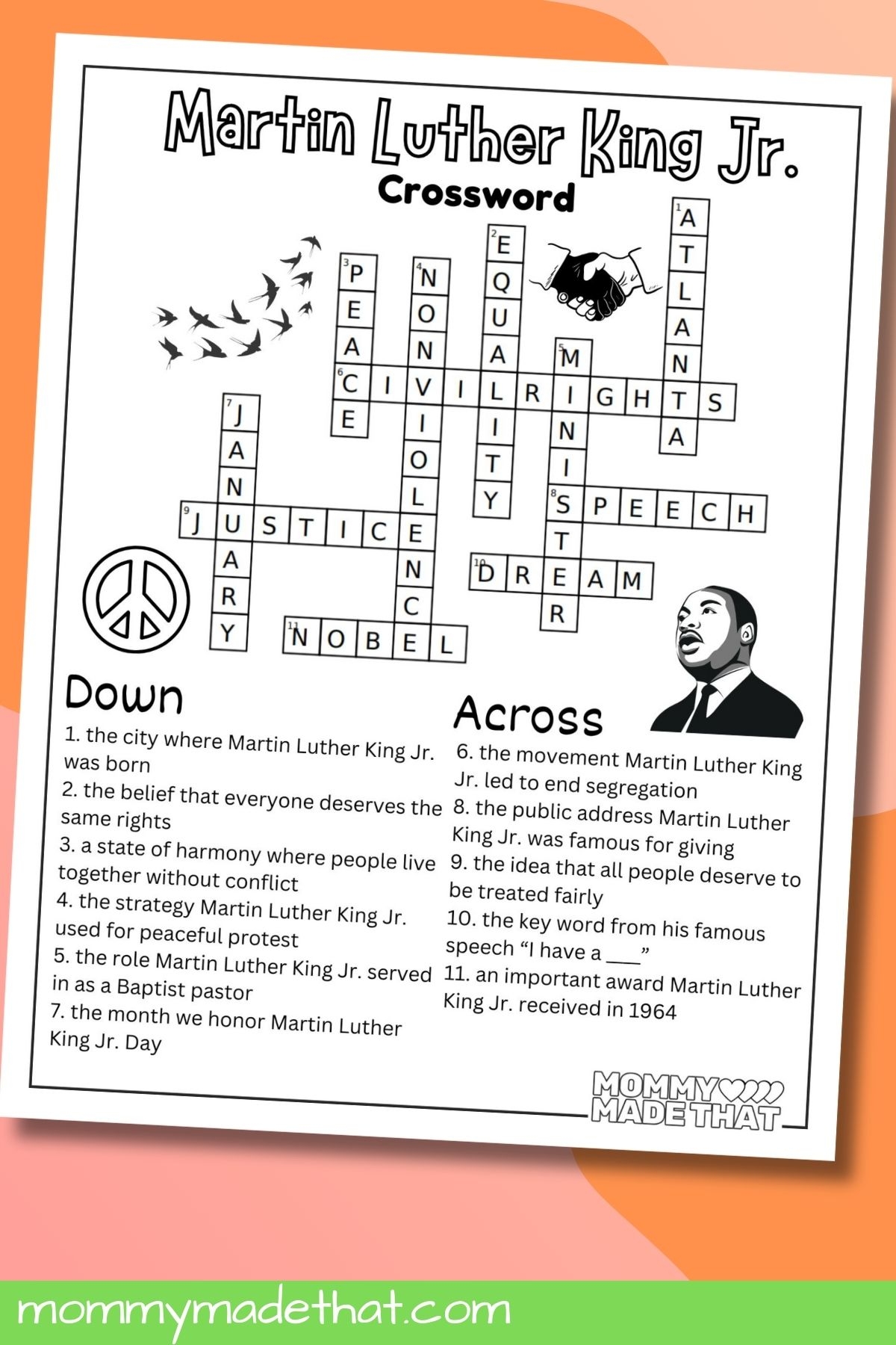 Martin Luther King Jr Crossword Puzzle Grab The Free Printable Martin Luther King Jr Crossword Puzzle Grab The Free Printable