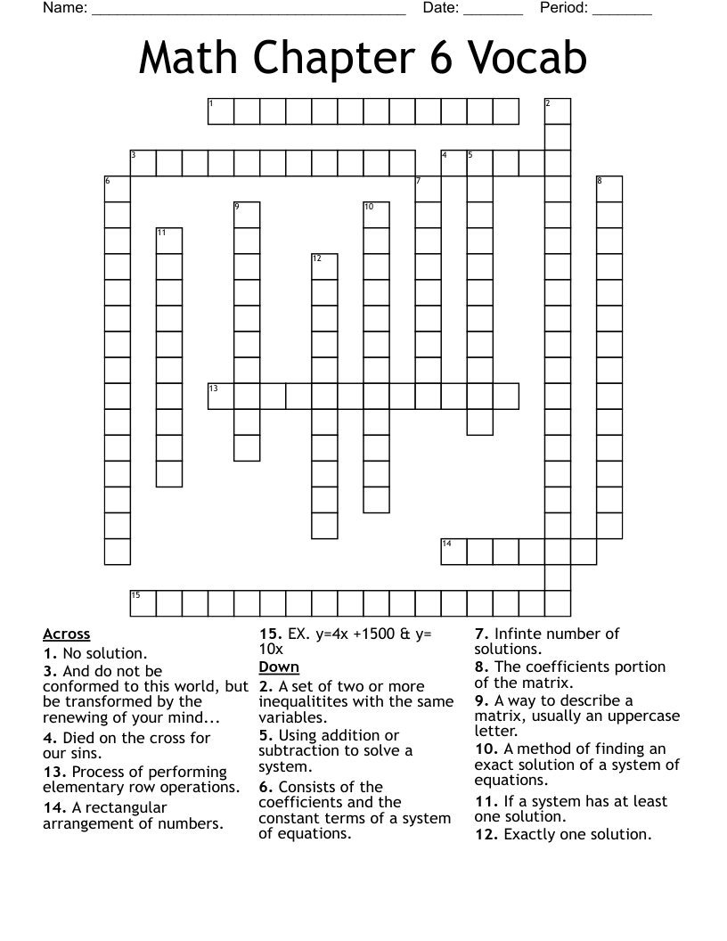 Math Chapter 6 Vocab Crossword WordMint Math Chapter 6 Vocab Crossword WordMint