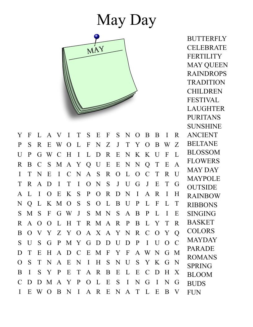 May Crossword Puzzle Printable May Crossword Puzzle Printable