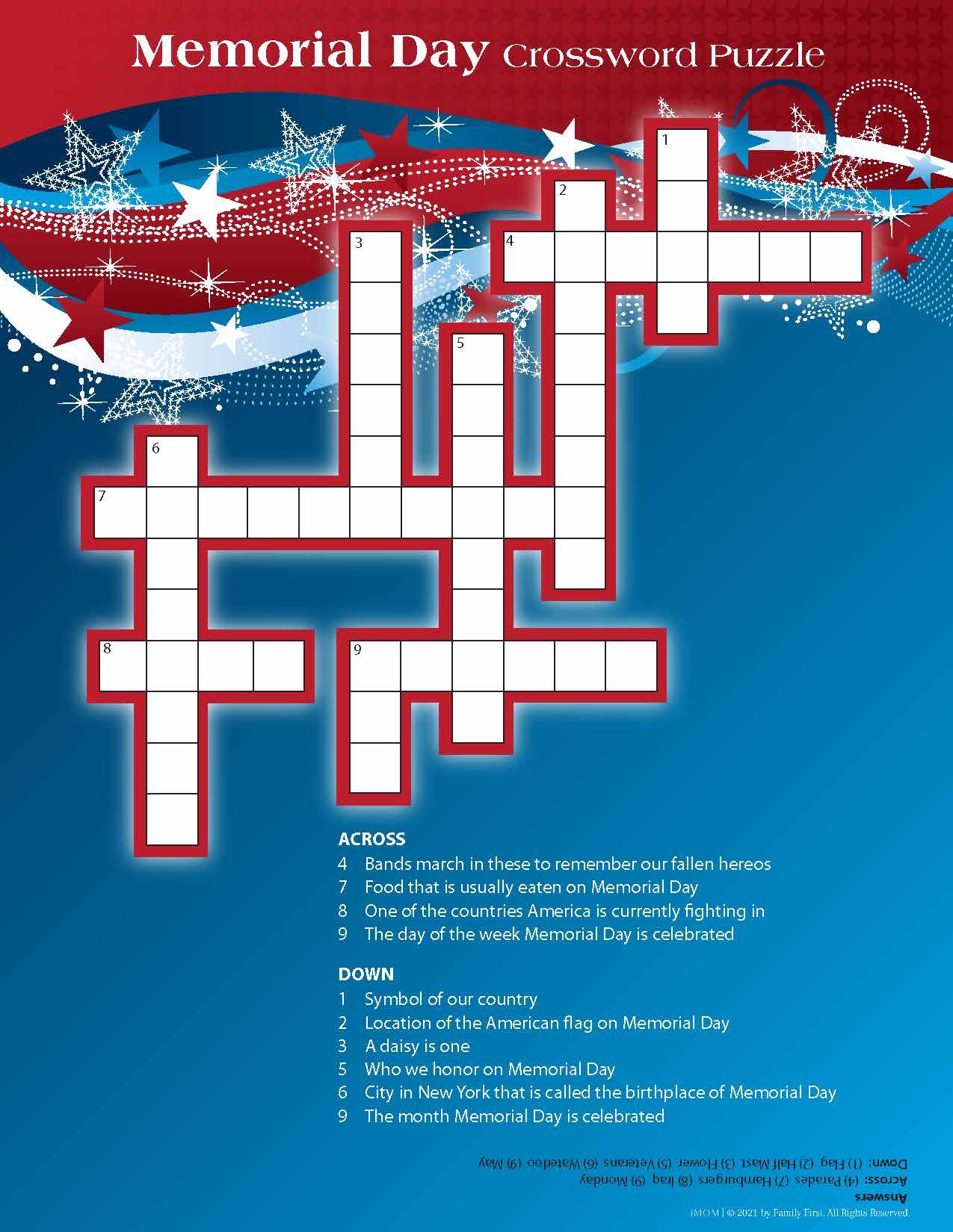 Memorial Day Activities Crossword Puzzle For Kids IMOM Memorial Day Activities Crossword Puzzle For Kids IMOM