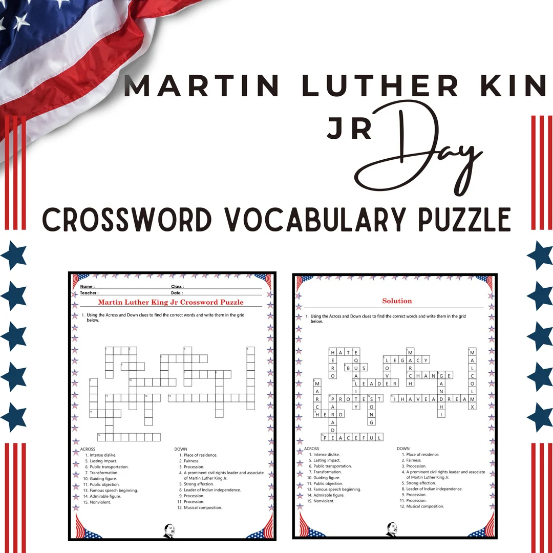 MLK Day Martin Luther King Jr Crossword Puzzle Vocabulary Activity No Prep Printable Worksheet For Kids And Early Finishers Print And Go Etsy MLK Day Martin Luther King Jr Crossword Puzzle Vocabulary Activity No Prep Printable Worksheet For Kids And Early Finishers Print And Go Etsy