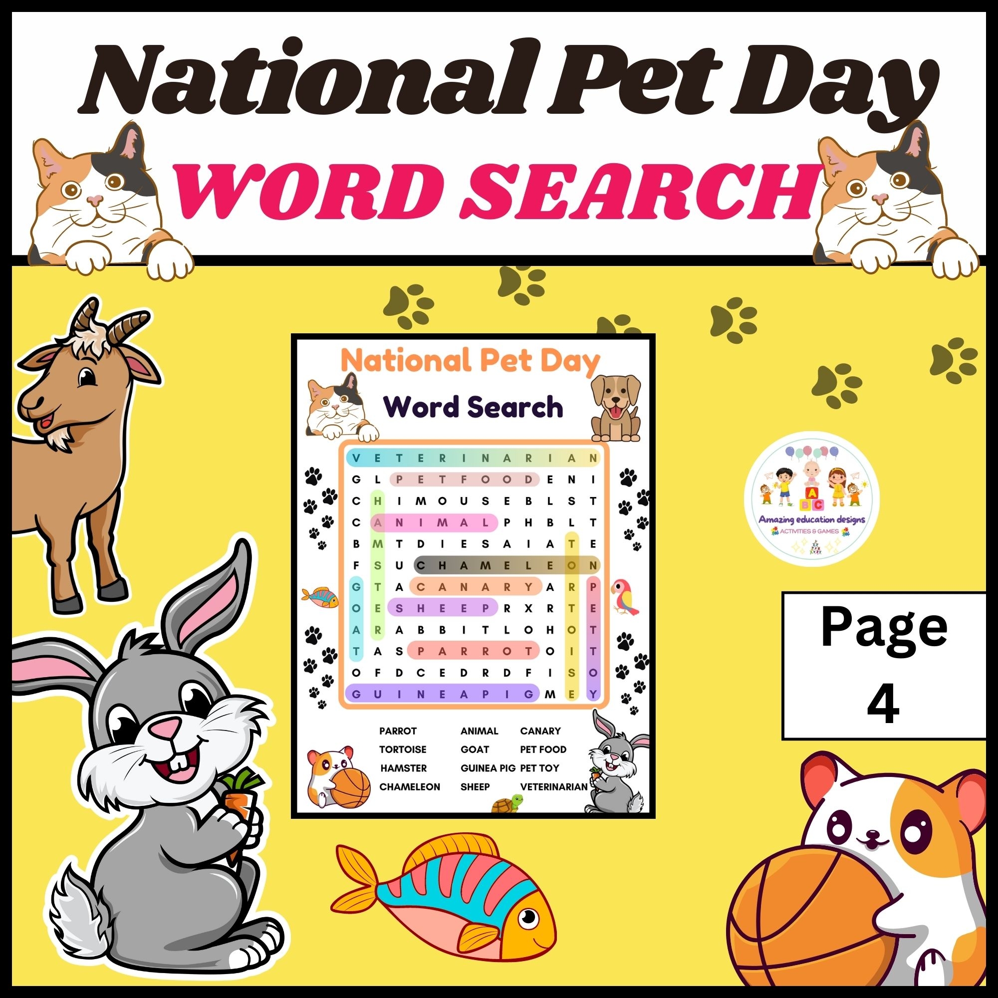 National Pet Day Word Search Worksheet Made By Teachers National Pet Day Word Search Worksheet Made By Teachers