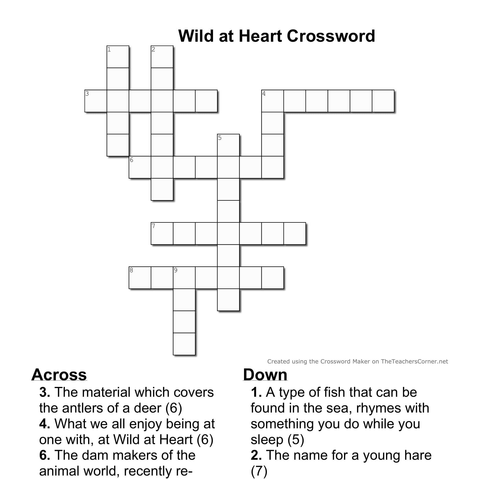 Free Printable Crossword Puzzles Wild Life Free Printable Crossword Puzzles Wild Life