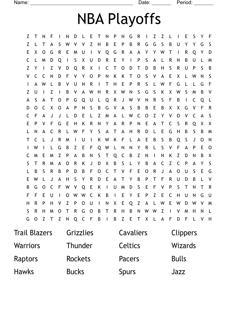 NBA Playoffs Word Search WordMint NBA Playoffs Word Search WordMint