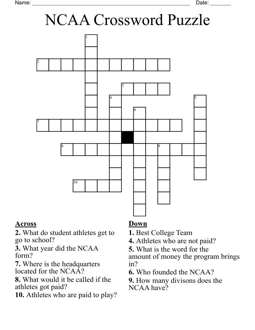 NCAA Crossword Puzzle WordMint NCAA Crossword Puzzle WordMint