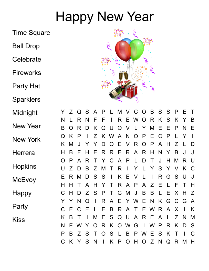 Free New Year's Crossword Puzzle Printable Free New Year's Crossword Puzzle Printable