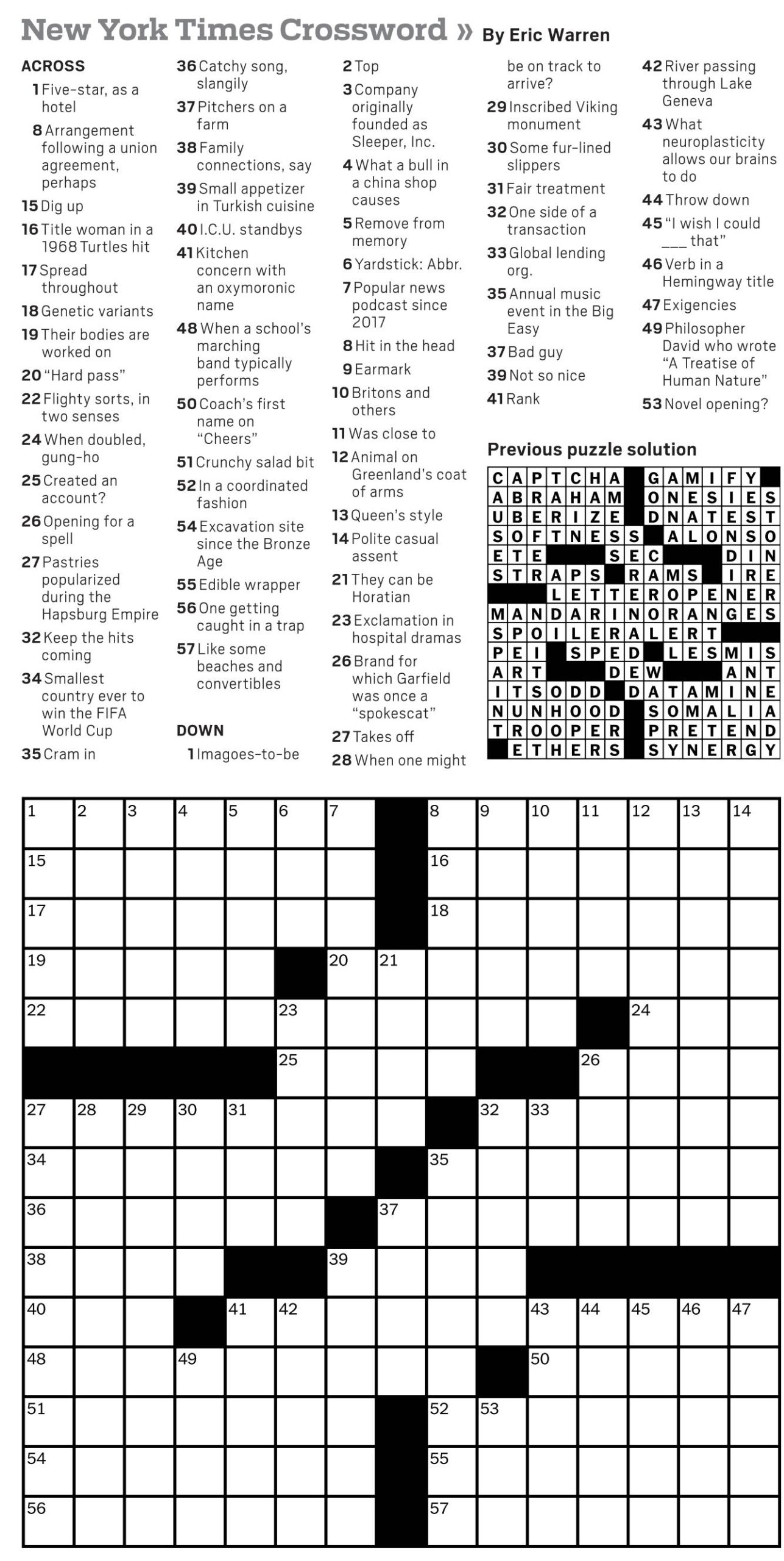 New York Times Daily Crossword Puzzles New York Times Daily Crossword Puzzles
