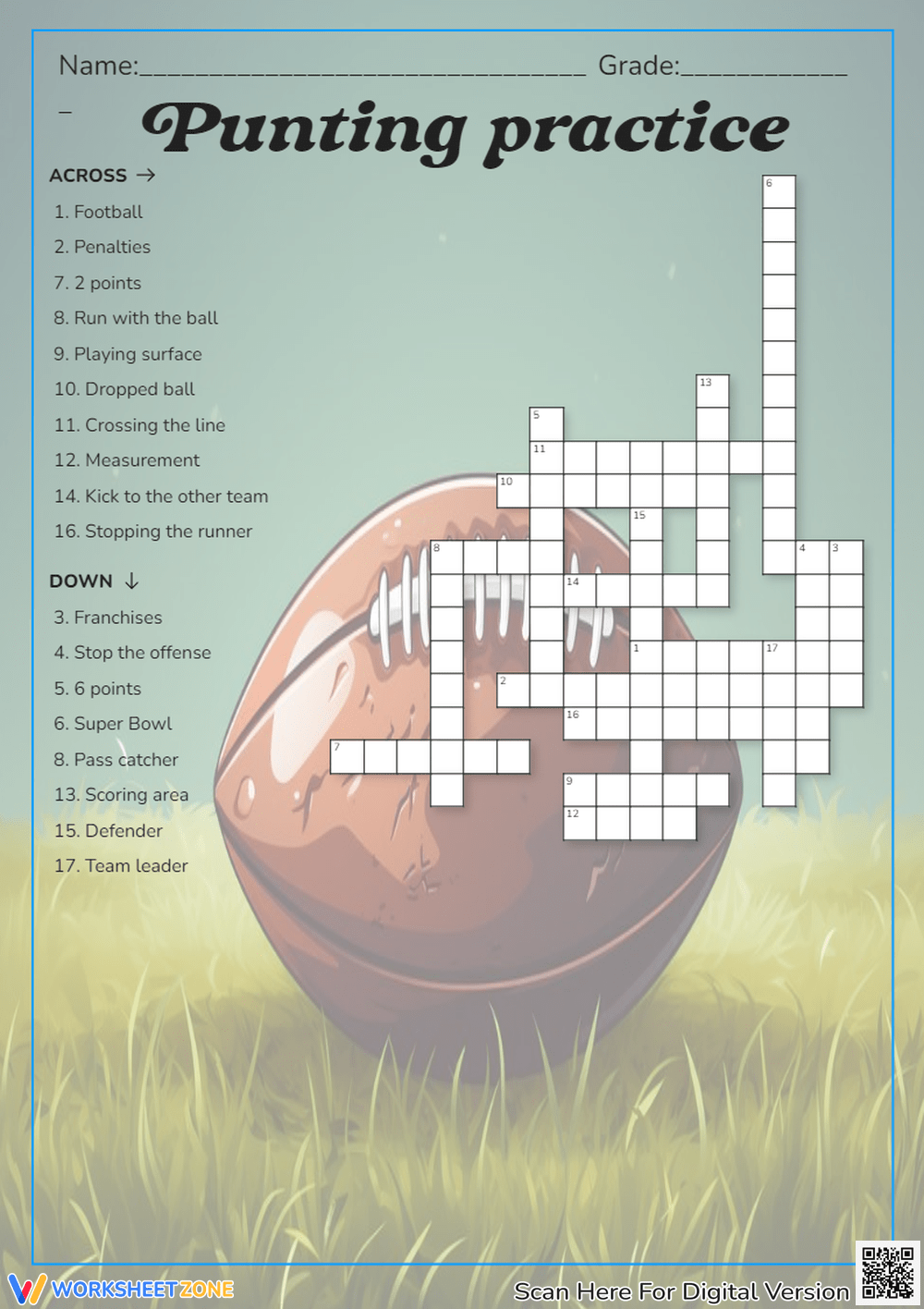 NFL Crossword Puzzle Worksheets Printable NFL Crossword Puzzle Worksheets Printable