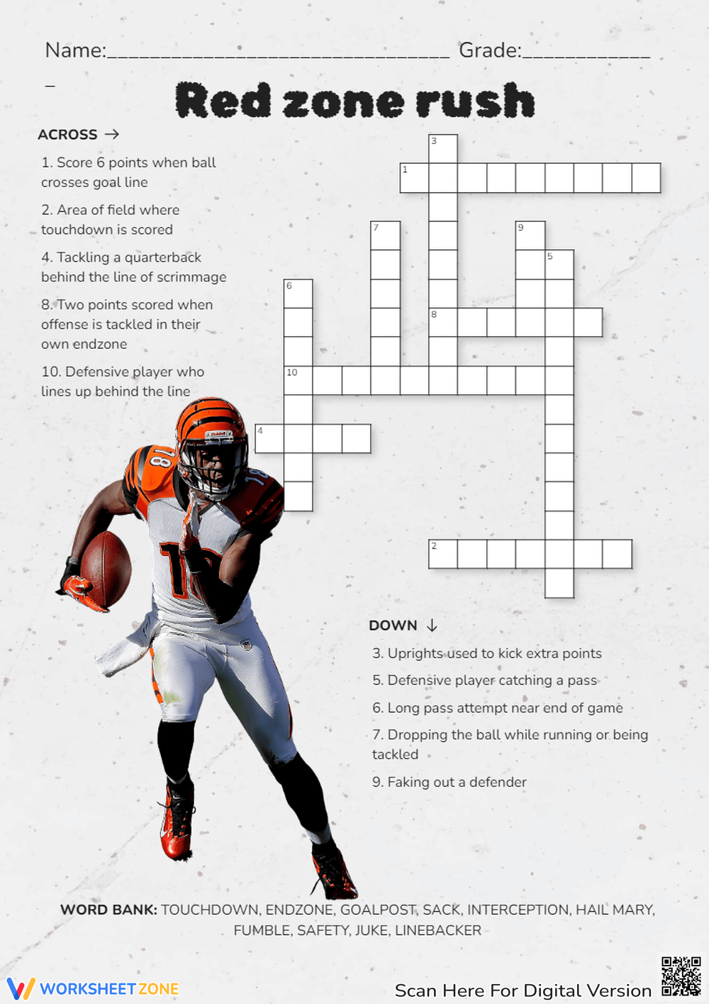 NFL Crossword Puzzle Worksheets Printable NFL Crossword Puzzle Worksheets Printable